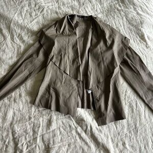 Zara Pleather Blazer Jacket Size M Beige